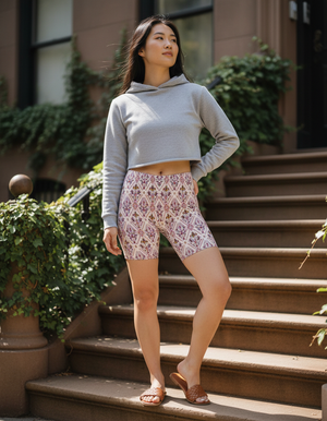 Dusty Rose Kaleidoscope women's short shorts