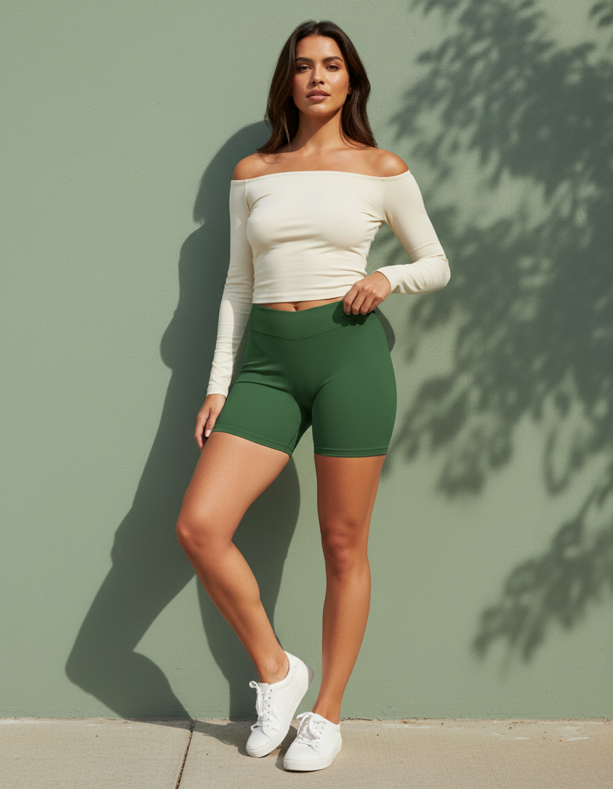 Short Shorts in Hunter Green
