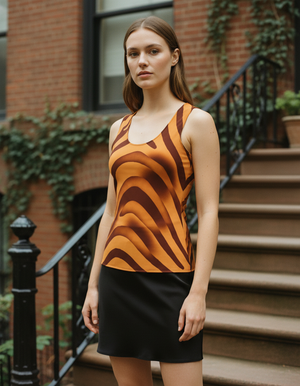 Women's Citrus Orange Stripes women's tank tops