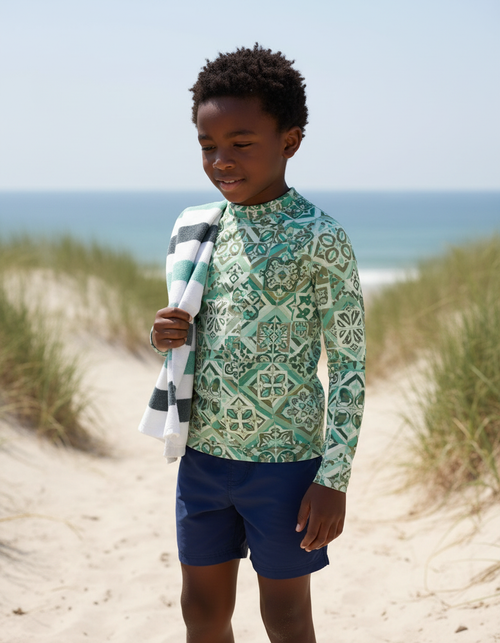 Boys Jelly Mint Helix Rash Guard Kids Rash Guard — Lolekai