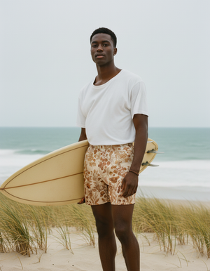 Coffee Bean Meadow men's swim trunks