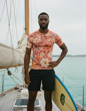Neon Coral Elysium Rash Guard Men's Rashguard — Lolekai