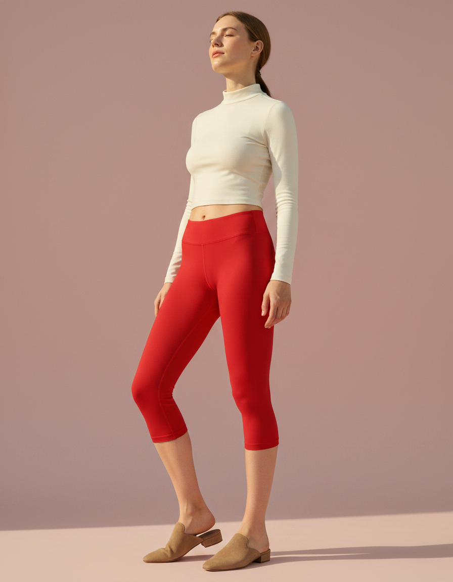 Capri Leggings in Fiery Red