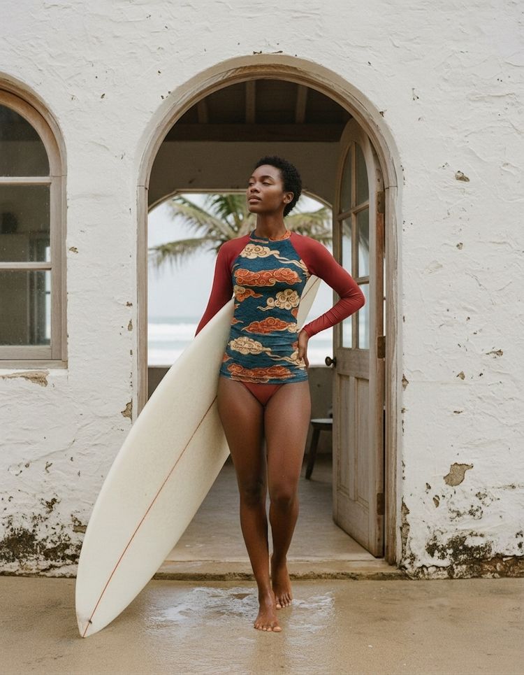 Women's Chinese Cloud Motif Rash Guard
