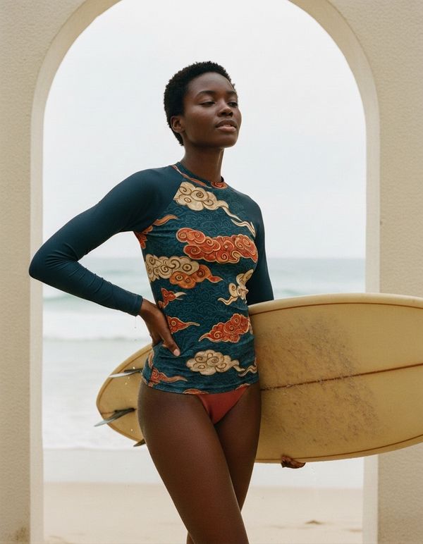 Women's Chinese Cloud Motif Rash Guard