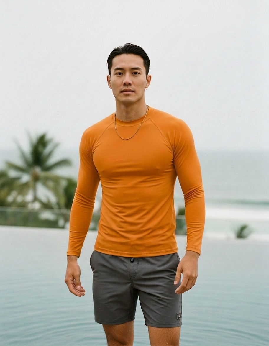 Rash guard in Tangerine