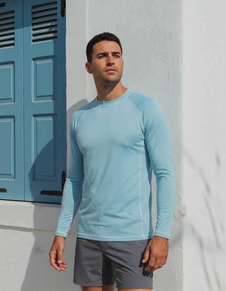 Rash guard in Powder Blue