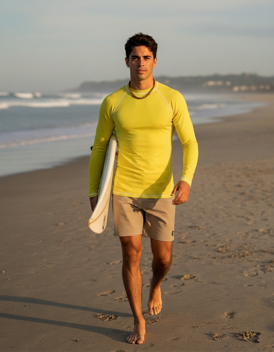 Rash guard in Lemon Yellow
