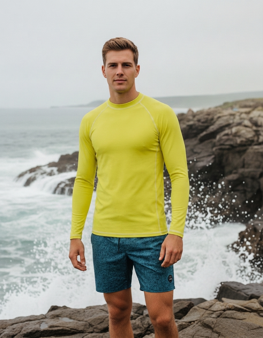 Men's rash guard in Laser Lemon