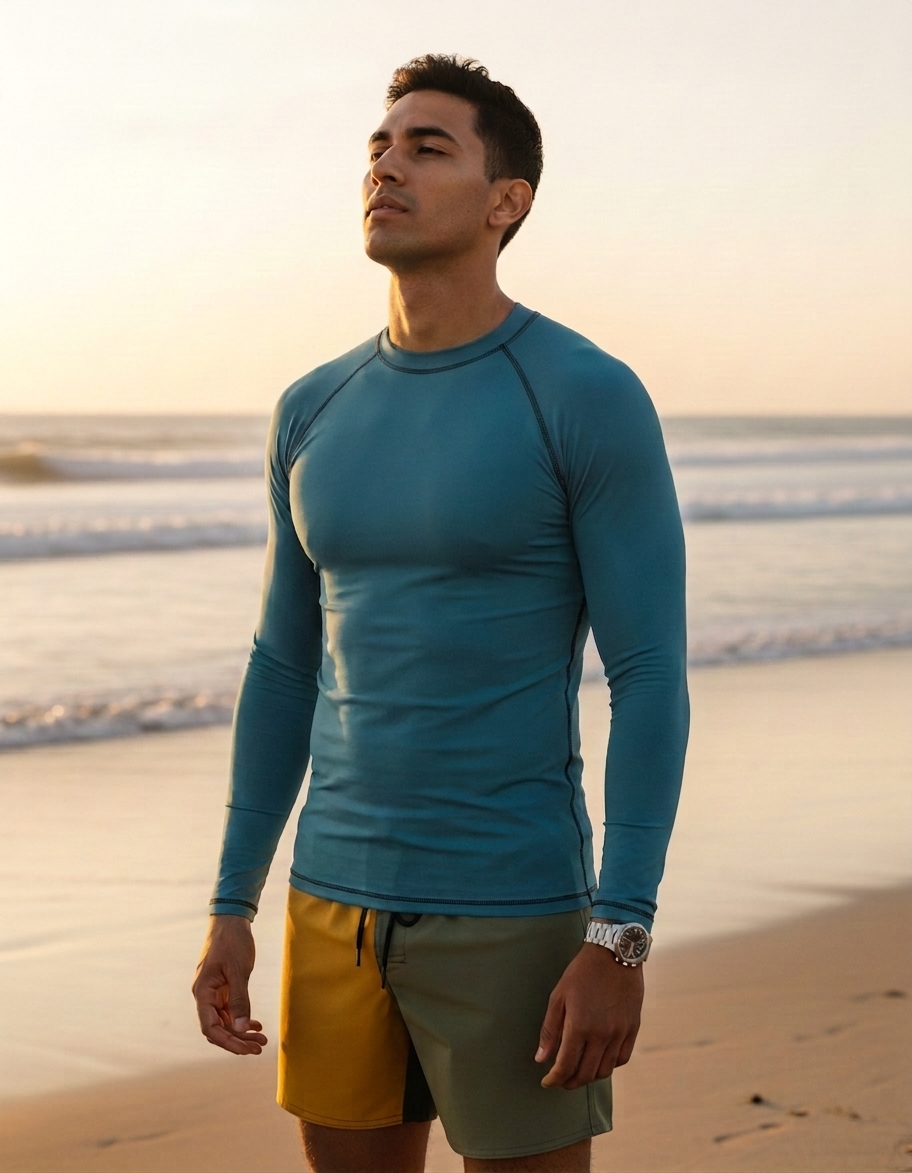 Rash guard in Peacock Blue
