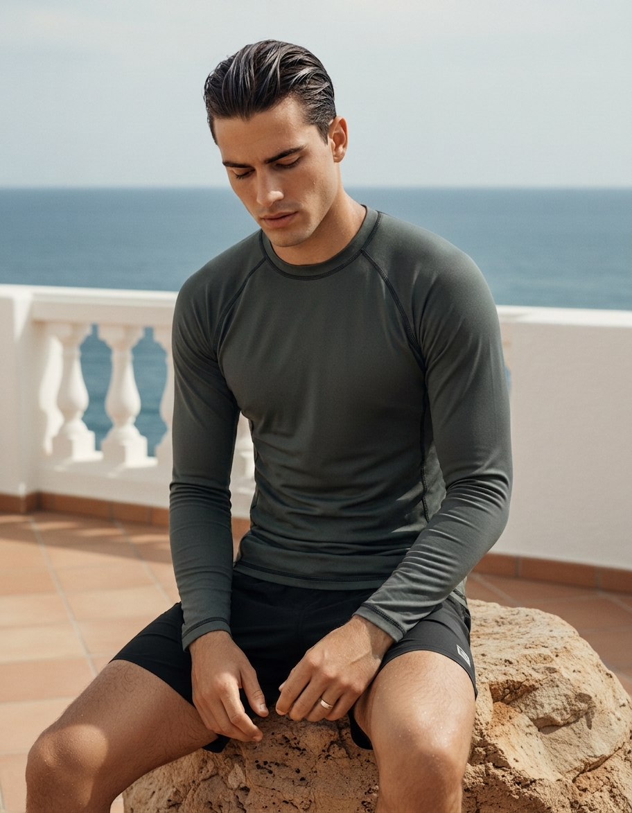 Men's rash guard in Gunmetal