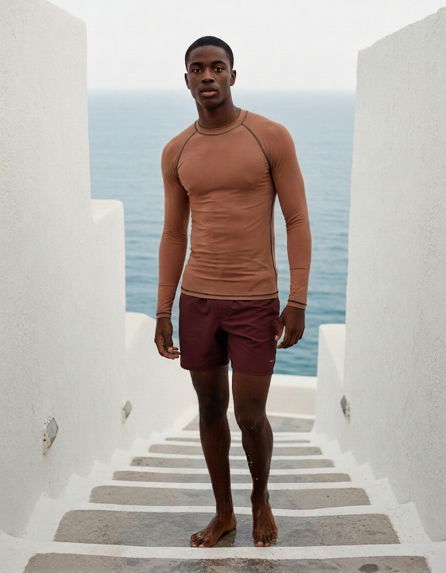 Men's rash guard in Clay