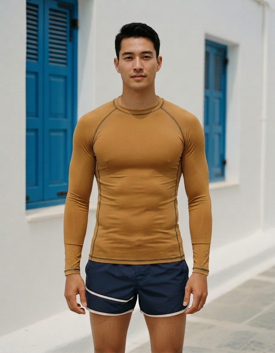 Men's rash guard in Caramel