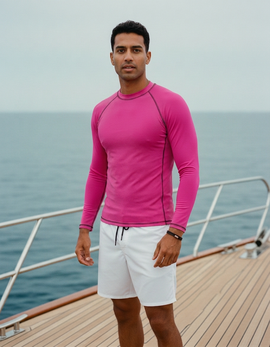 Rash guard in Electric Fuchsia