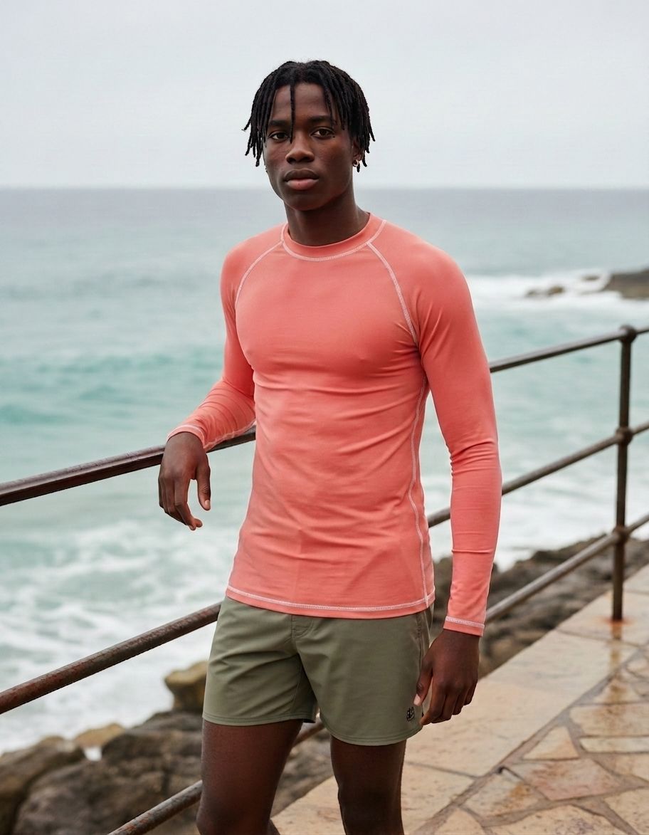 Living Coral Rash Guard Men's Rashguard — Lolekai