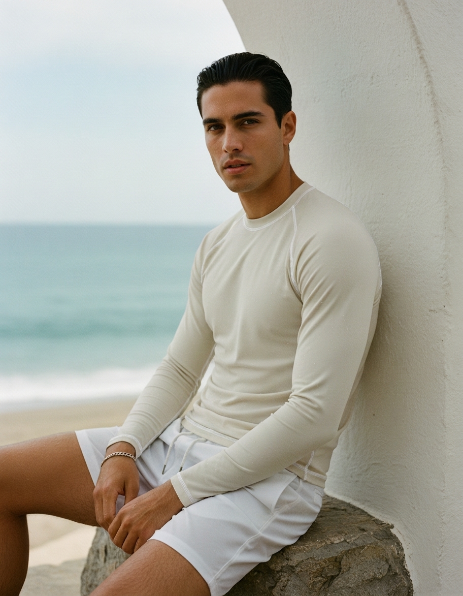 Men's rash guard in Alabaster