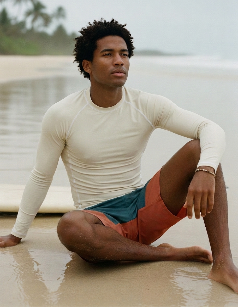 Rash guard in Linen Cream