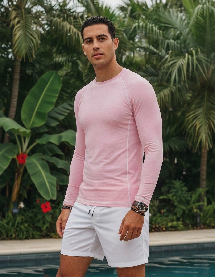 Men's rash guard in Cotton Candy