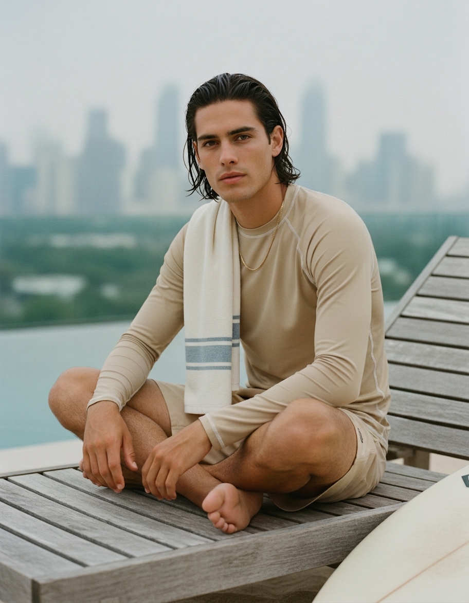 Men's rash guard in Sandstone