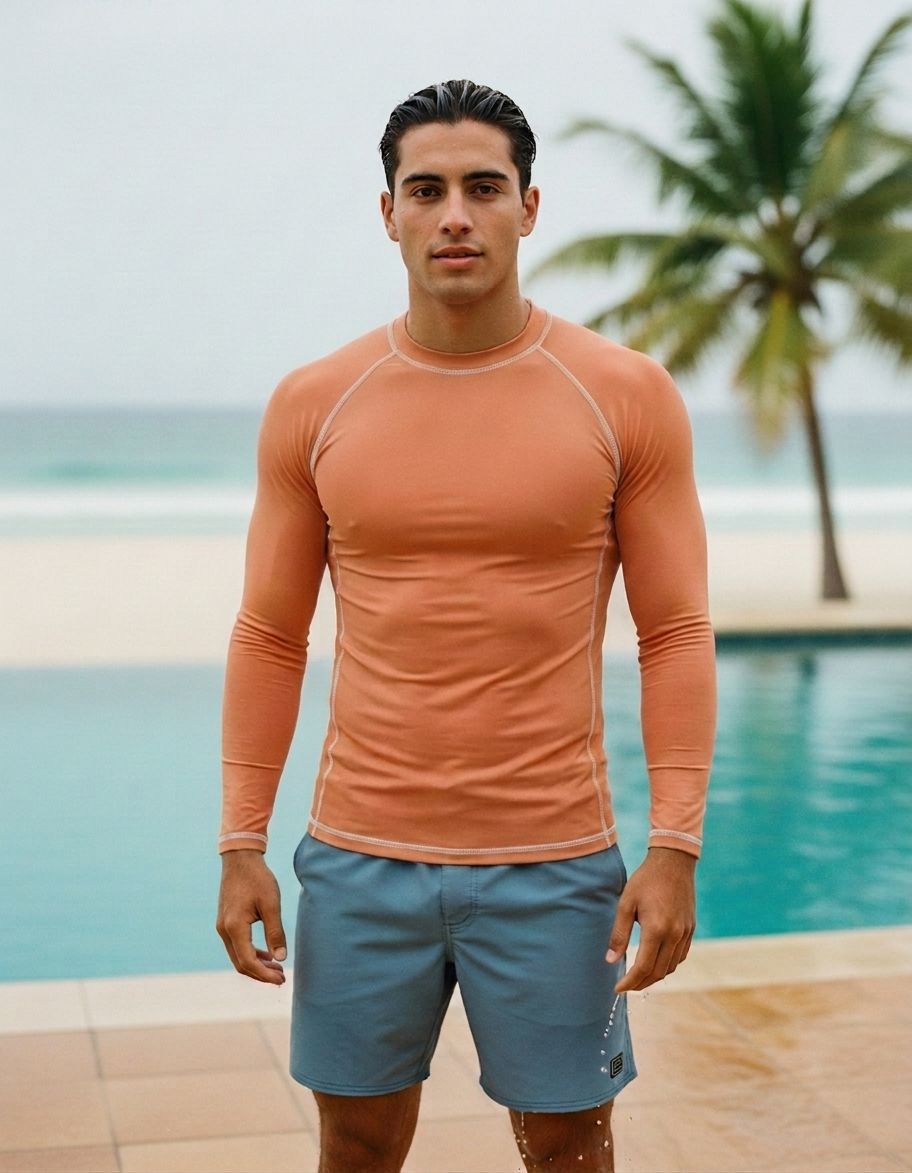 Atomic Tangerine Rash Guard Men's Rashguard — Lolekai