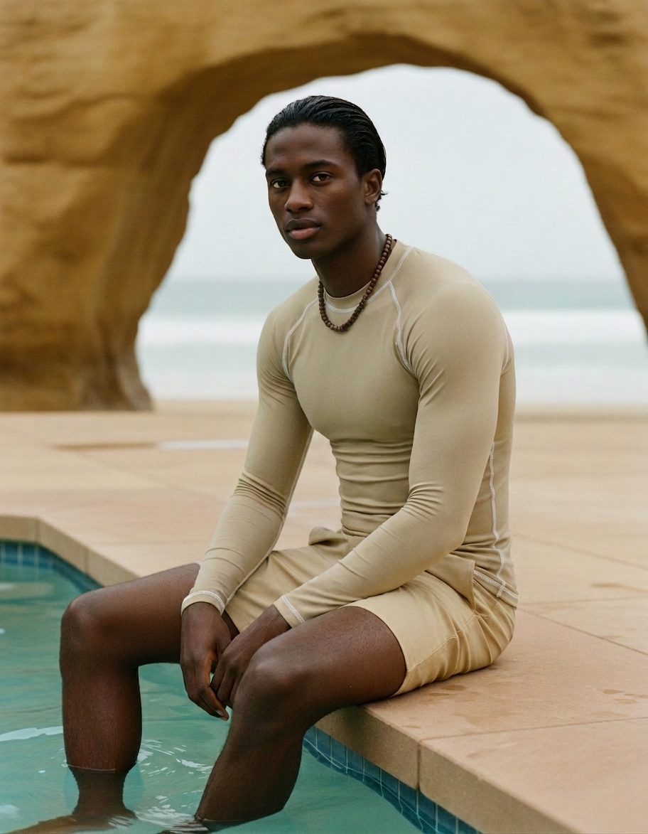Men's rash guard in Doeskin