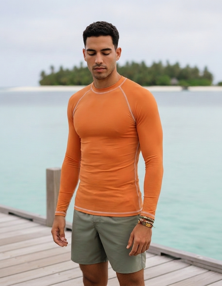 Men's rash guard in Hermès Orange
