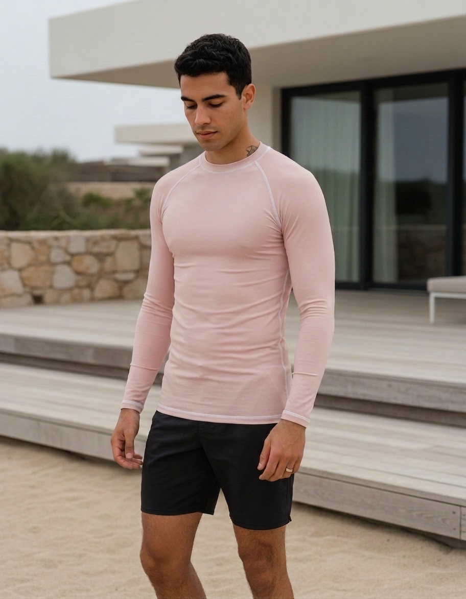 Rash guard in Ballet Pink