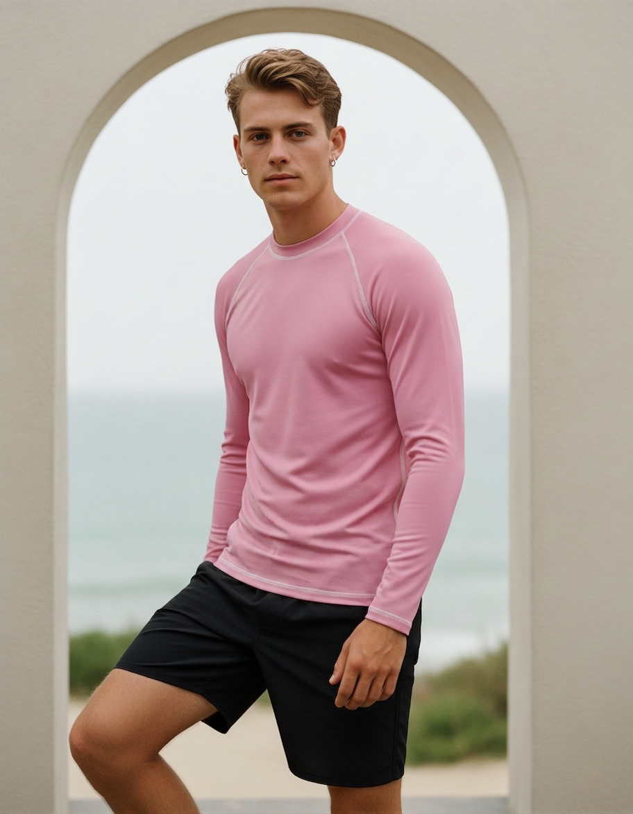 Rash guard in Candy Pink