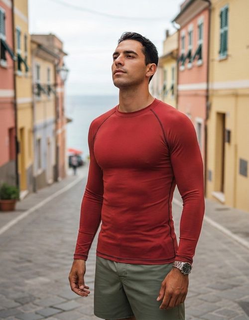 Venetian Red Rash Guard Men's Rashguard — Lolekai