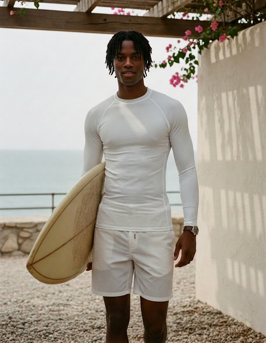 Men's rash guard in White