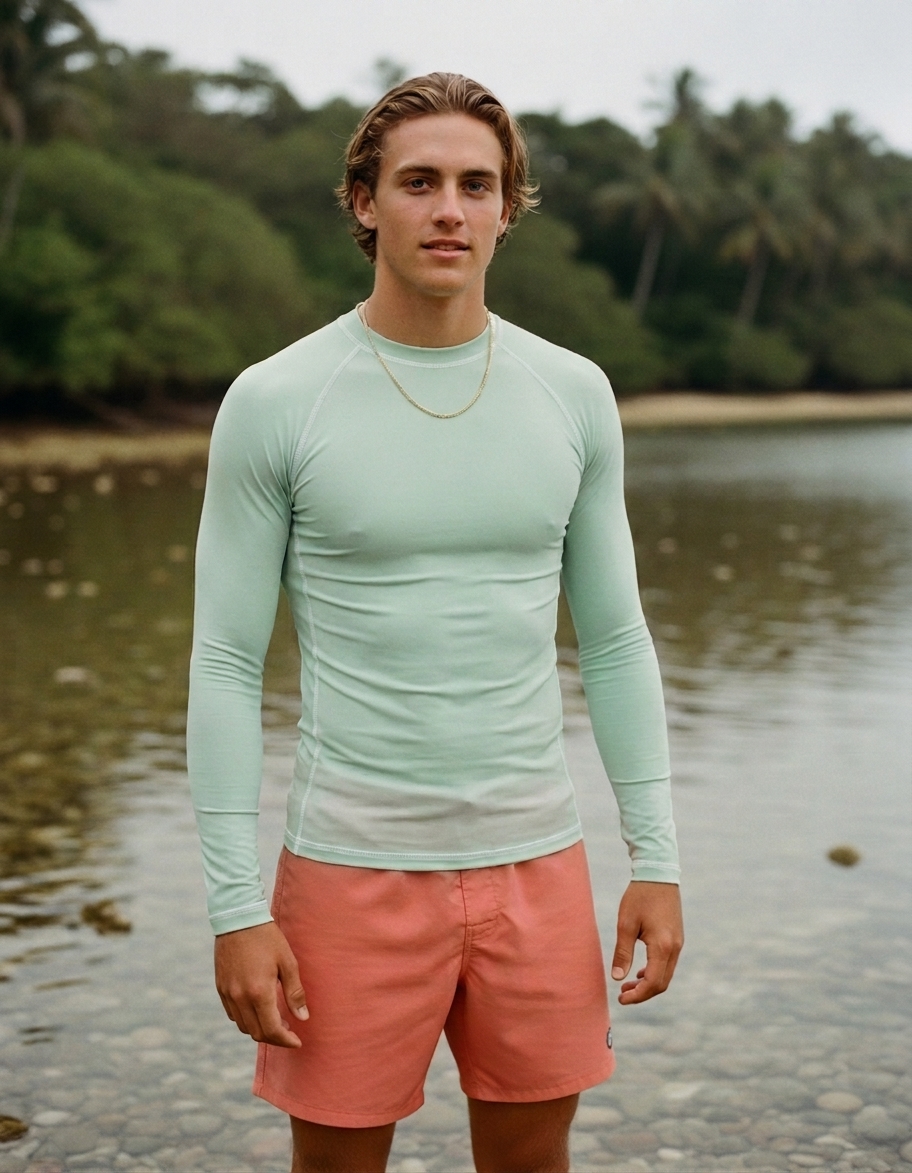 Rash guard in Powder Mint