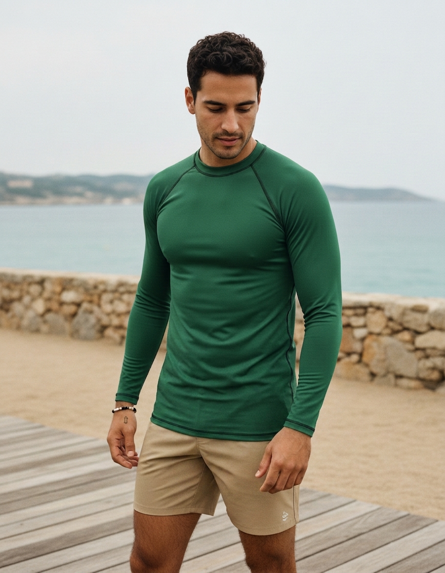 Men's rash guard in Spruce