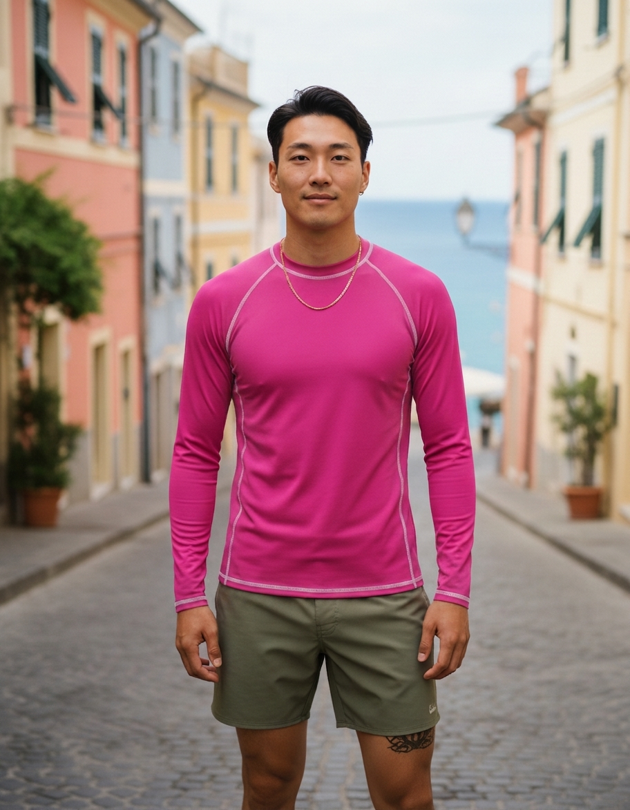 Rash guard in Shocking Pink