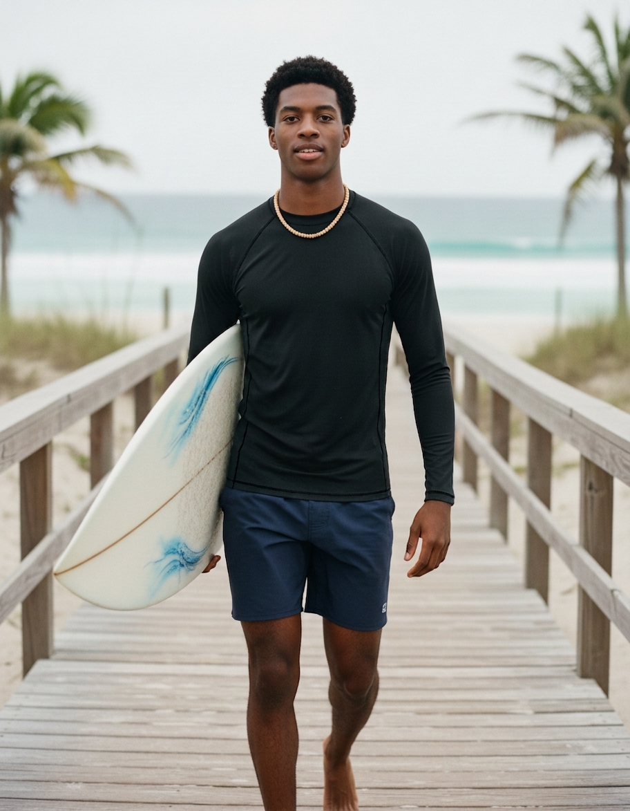 Men's rash guard in Midnight Black