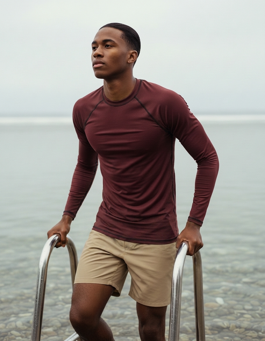 Men's rash guard in Garnet