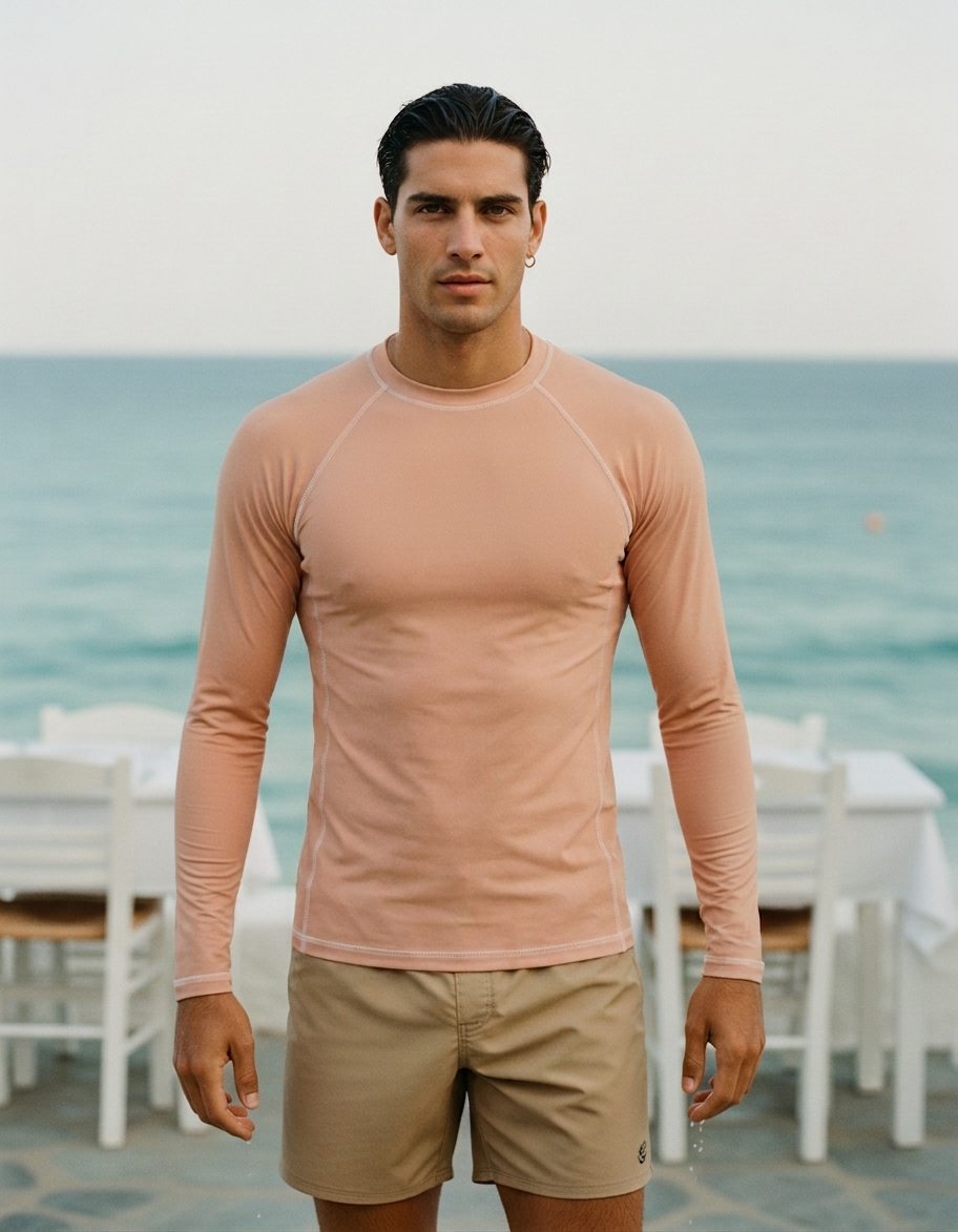 Men's rash guard in Apricot