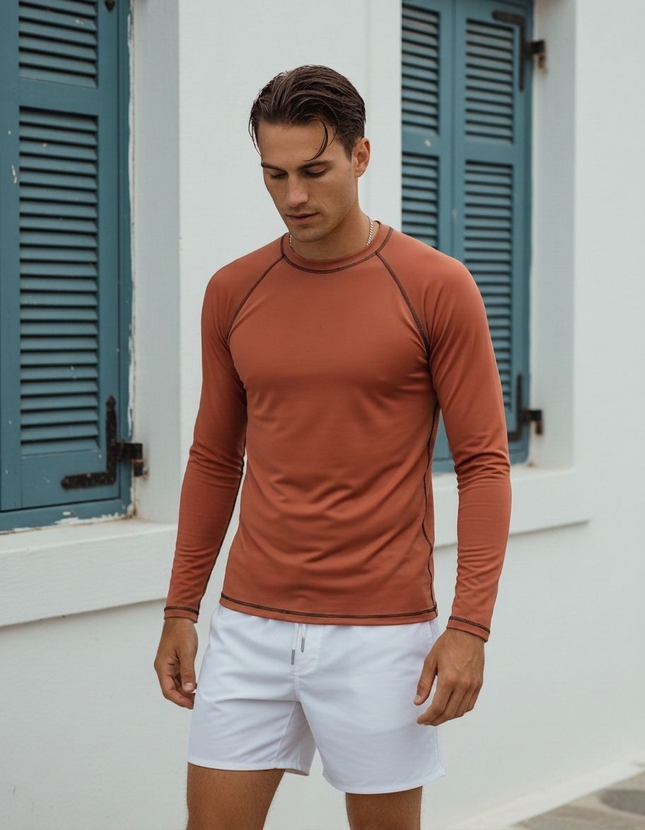 Terracotta Rash Guard Men's Rashguard — Lolekai