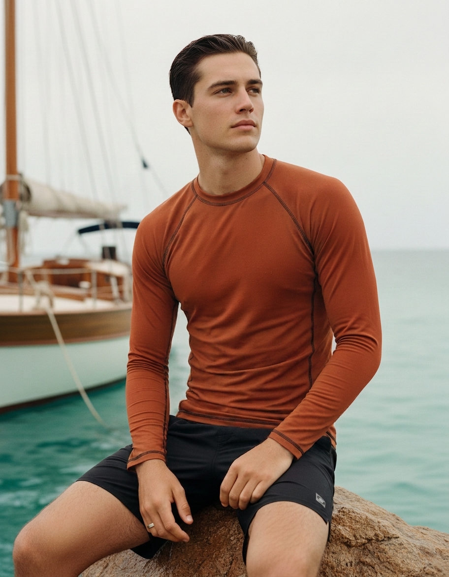 Men's rash guard in Rust