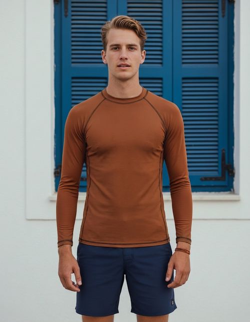 Burnt Sienna Rash Guard Men's Rashguard — Lolekai