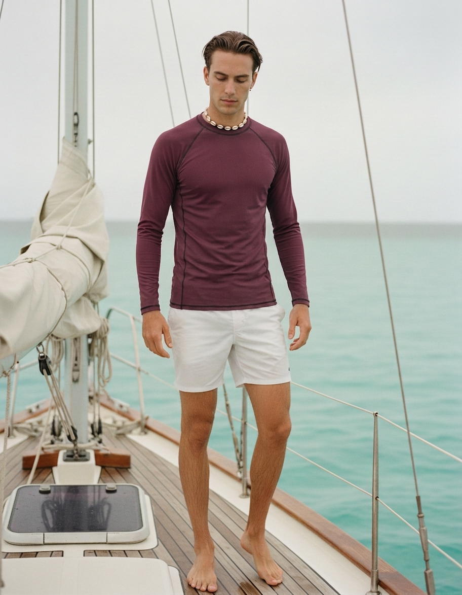 Rash guard in Plum