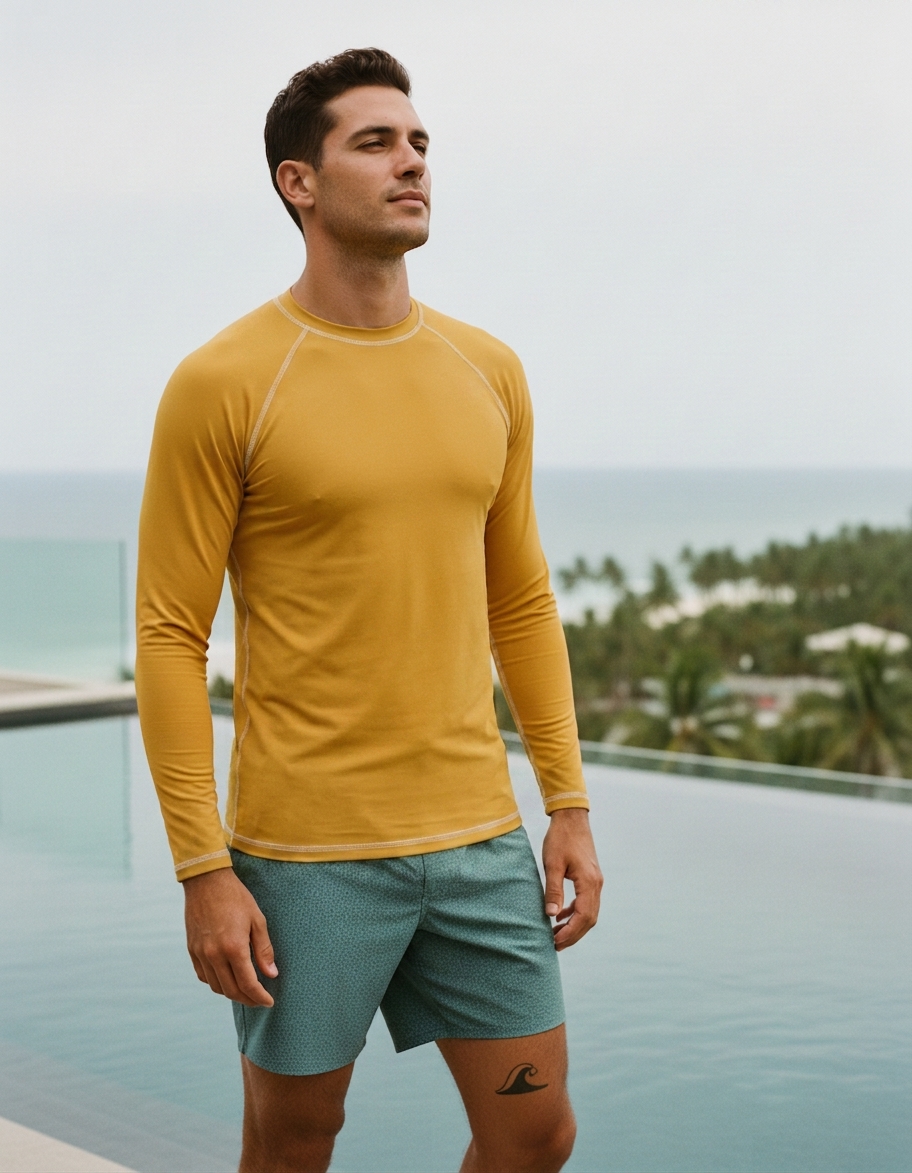 Men's rash guard in Marigold