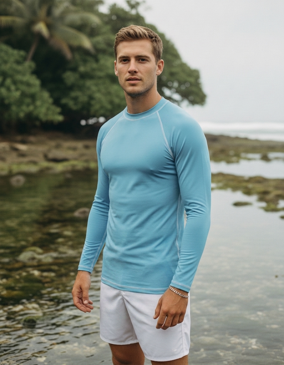 Men's rash guard in Sky Blue
