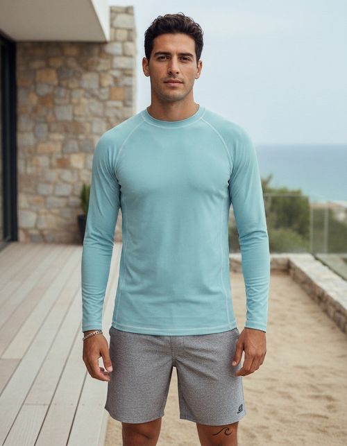 Glacier Blue Rash Guard Men's Rashguard — Lolekai