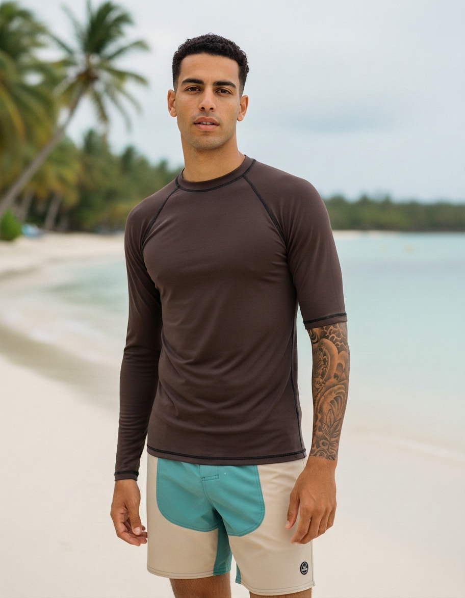 Men's rash guard in Espresso