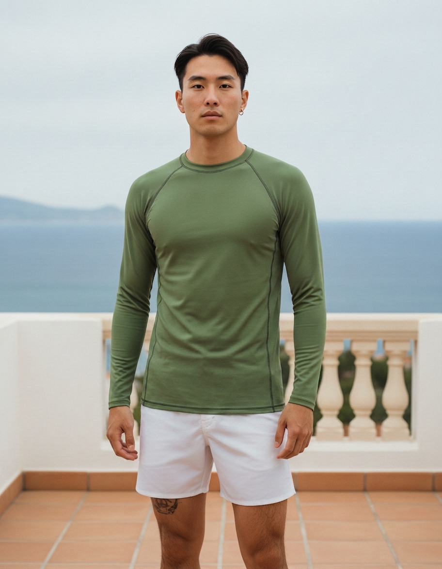 Rash guard in Moss Green