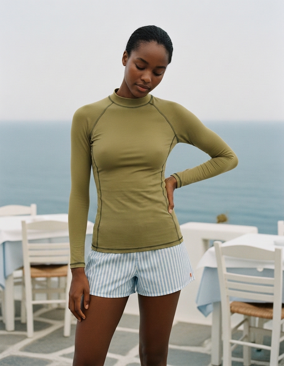 Women's rash guard in Khaki