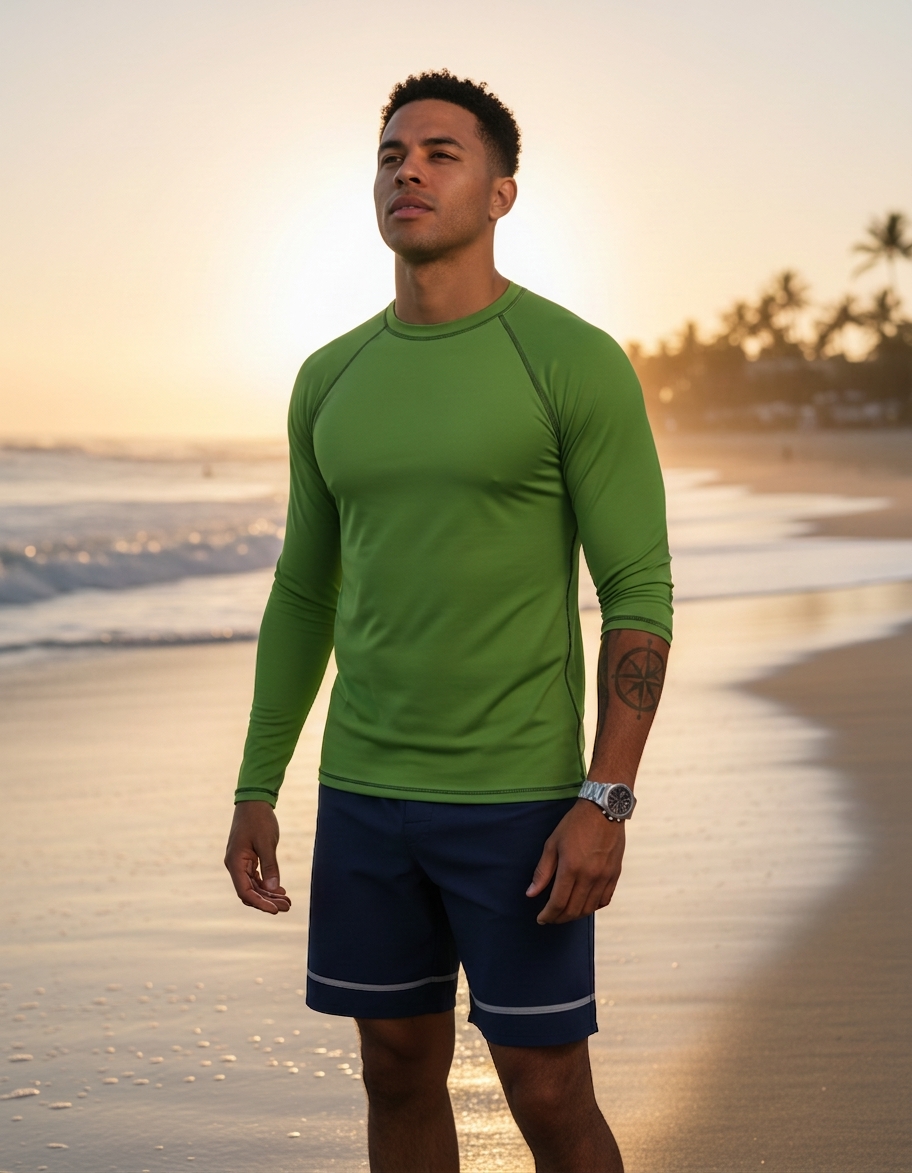 Rash guard in Avocado Green