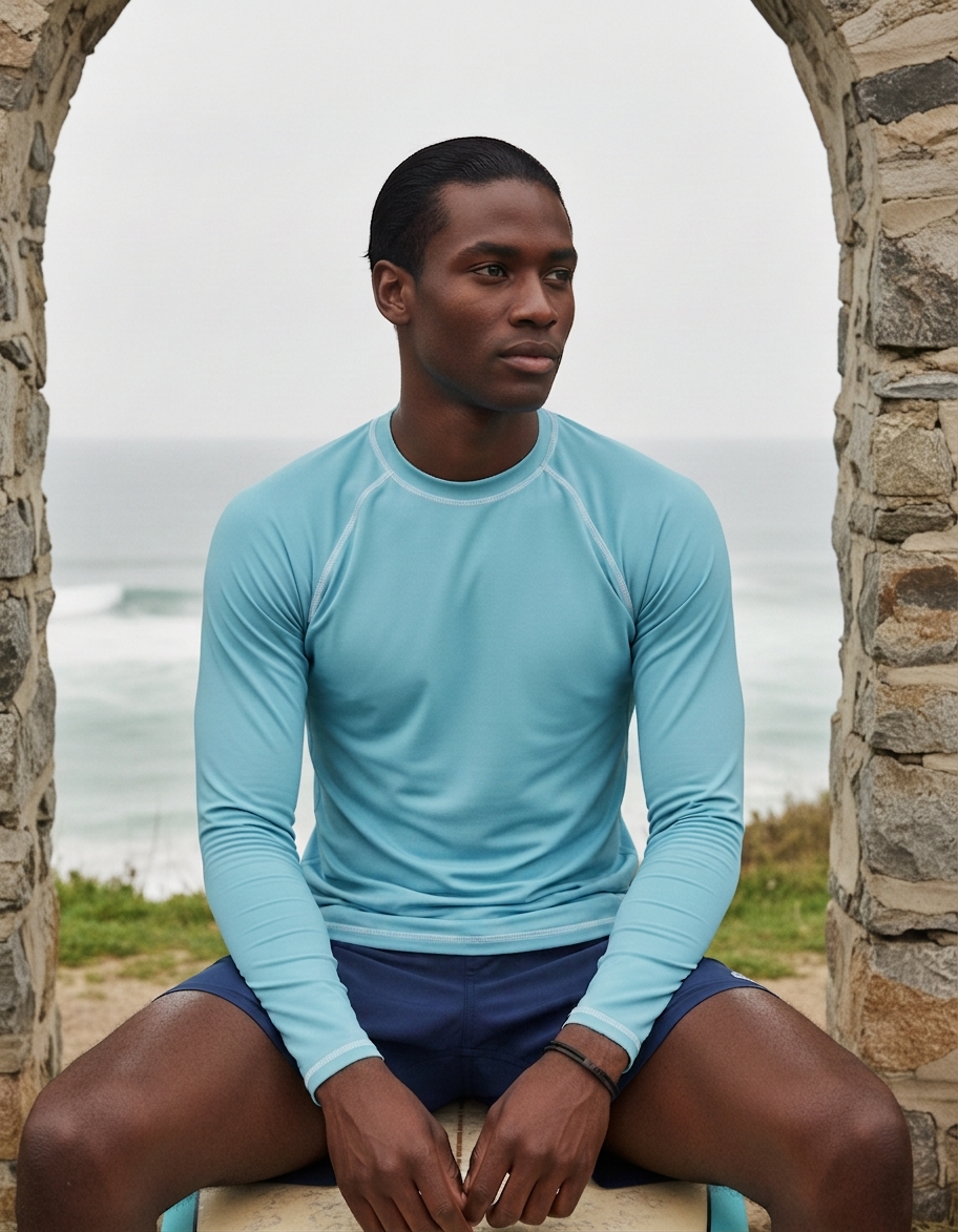 Men's rash guard in Larimar