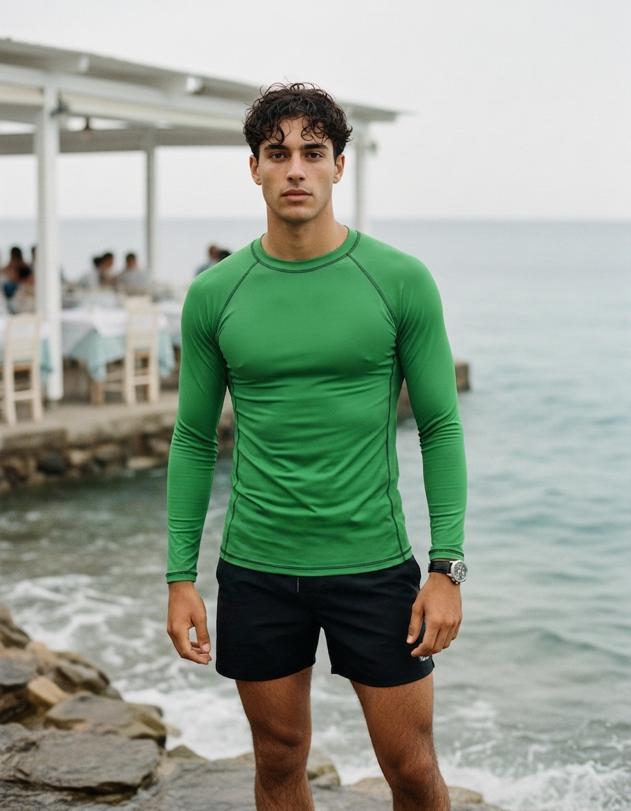 Rash guard in Parrot Green