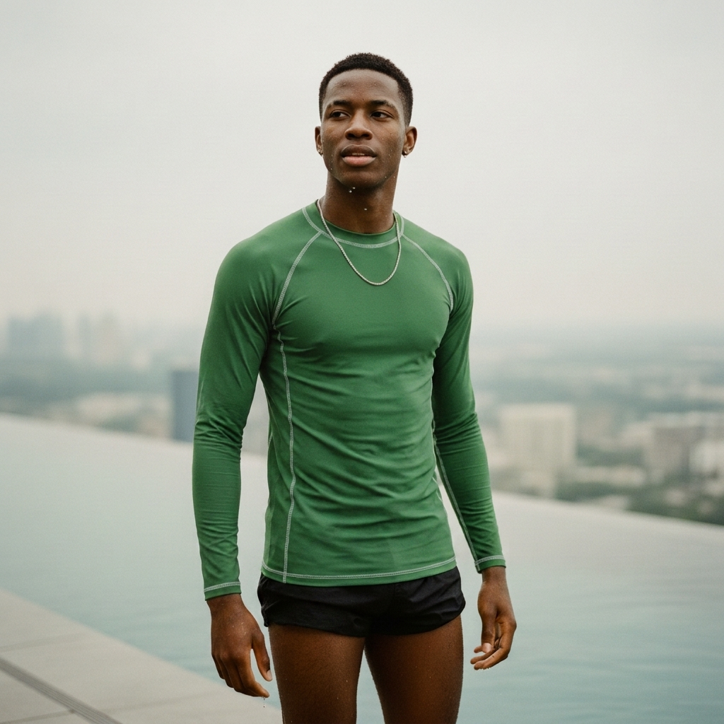 Men's rash guard in Greenery